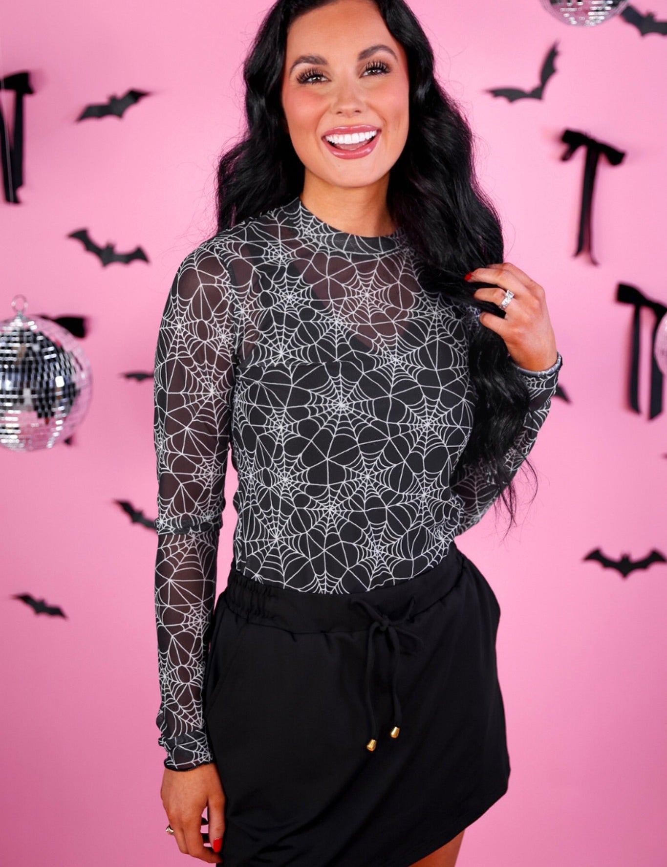 PREORDER- Kate Mesh Top- Spider Webs