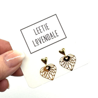 Lacy Heart Earrings - Gold Deadstock Vintage Treasures  - PREORDER