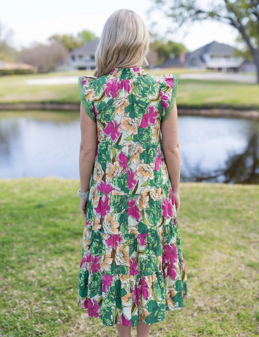 Well Loved Maxi Dress - Green Mix