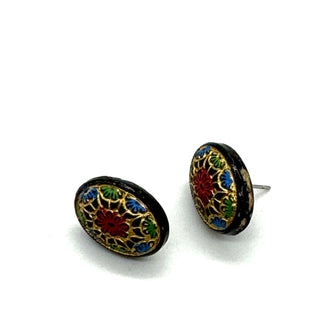Old World Black Glass Stud Earrings  - PREORDER