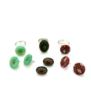 Old World Black Glass Stud Earrings  - PREORDER