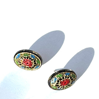 Old World Black Glass Stud Earrings  - PREORDER