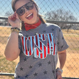 Striped USA in Glitter & Metallic Puff Tee