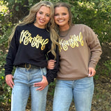 Thankful in Gold Metallic Puff Sweatshirt