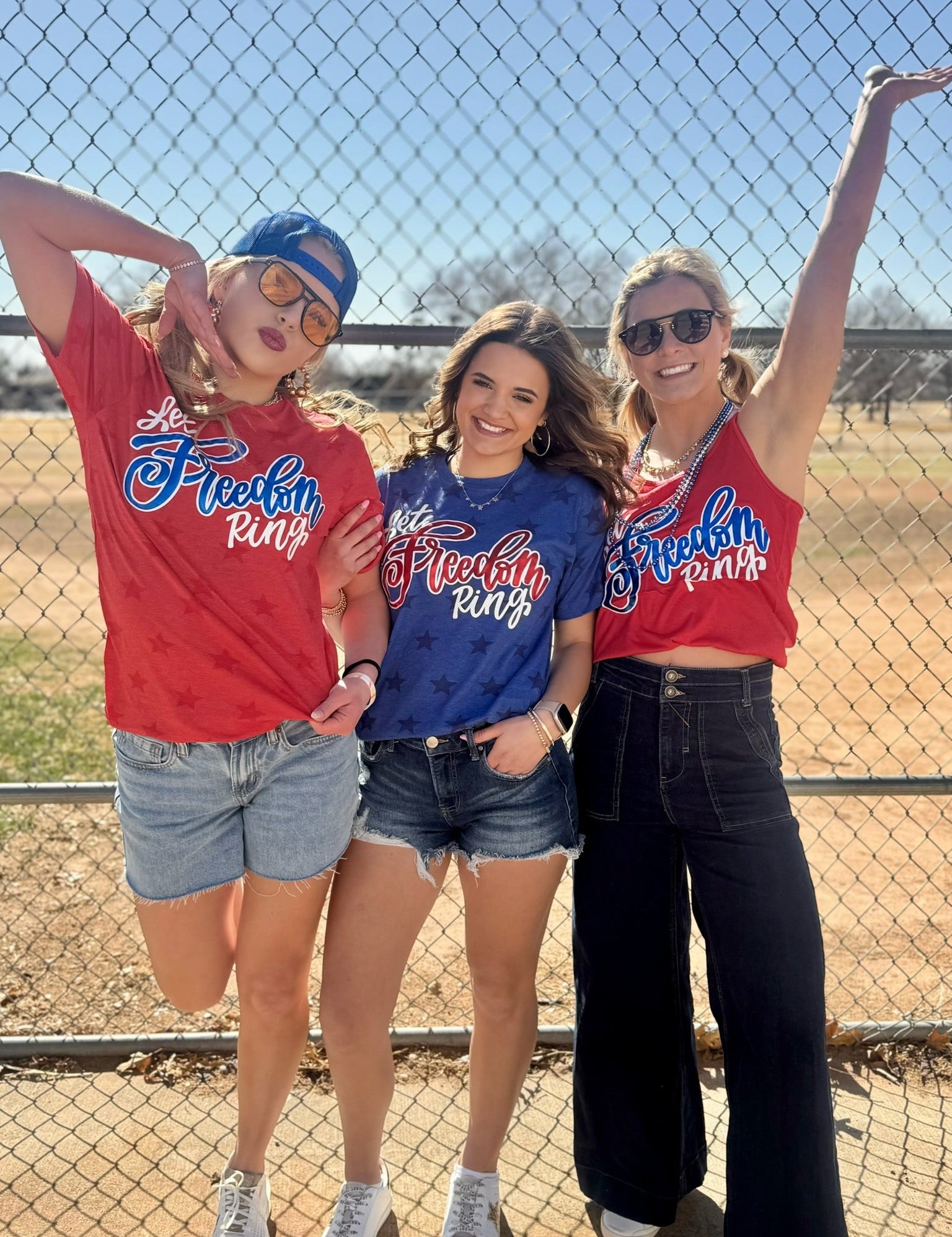 Let Freedom Ring with Blue Metallic Puff Tee & Tank