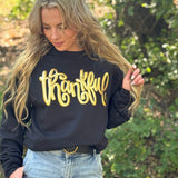 Thankful in Gold Metallic Puff Sweatshirt