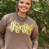 Thankful in Gold Metallic Puff Sweatshirt