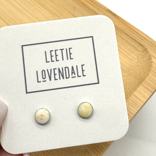 DEAL - Cream Small Circle Studs - Little Deadstock Vintage Enamel Stud Earrings