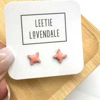 Pink Butterfly Studs - Little Deadstock Vintage Enamel Stud Earring  - PREORDER