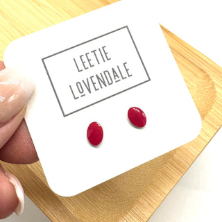 Hot Pink Oval Studs - Little Deadstock Vintage Enamel Stud Earrings  - PREORDER