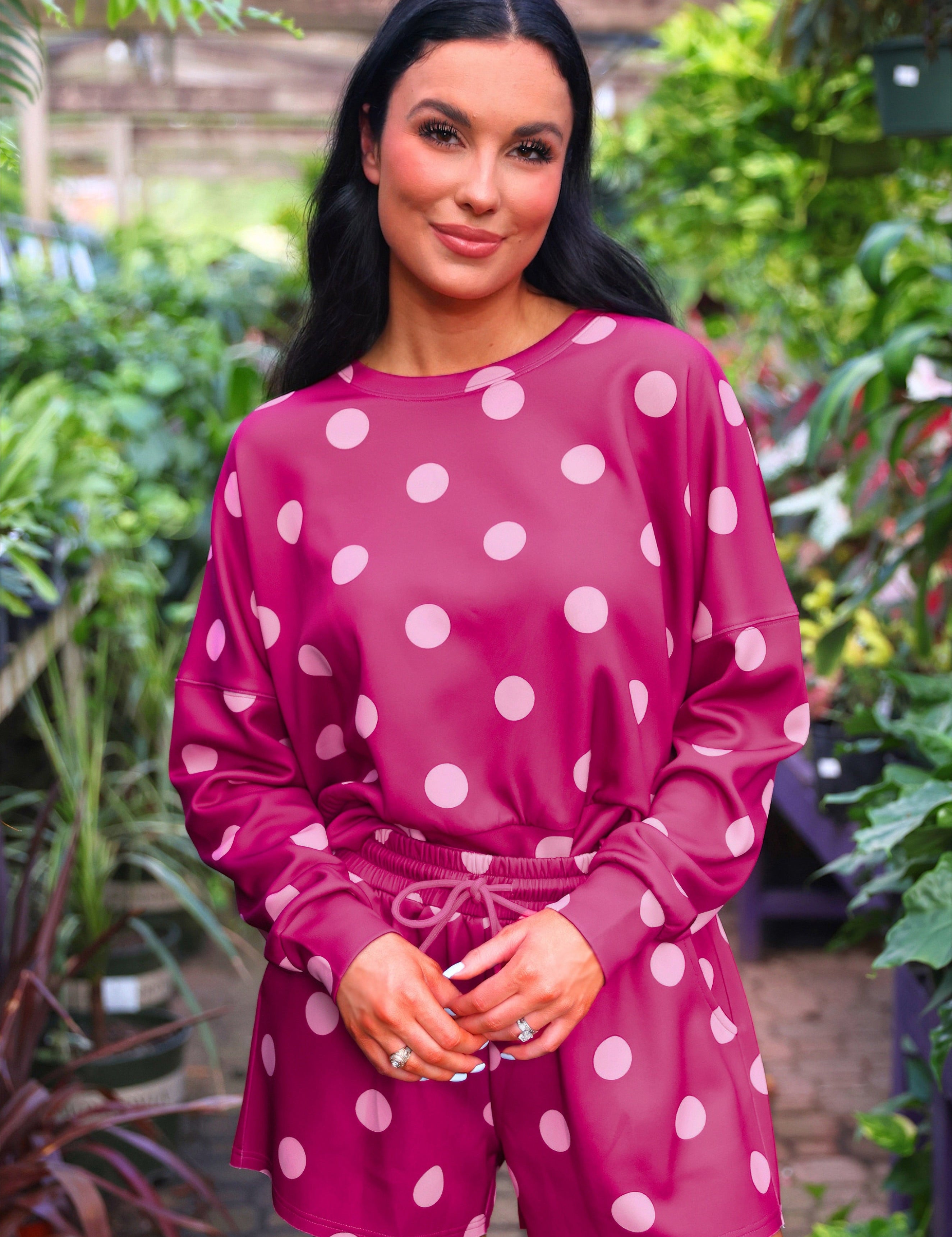 Luna Luxe Pullover Set- Pink Polka Dot - PREORDER