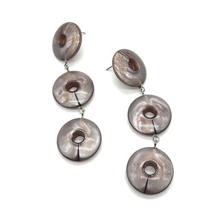 Taupe Aura Glow Tri Dot Donut Earrings  - PREORDER