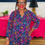 Dear Scarlett Lizzy Top In Navy Paisley - LAST ONES FINAL SALE