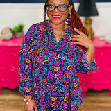 Dear Scarlett Lizzy Top In Navy Paisley - LAST ONES FINAL SALE