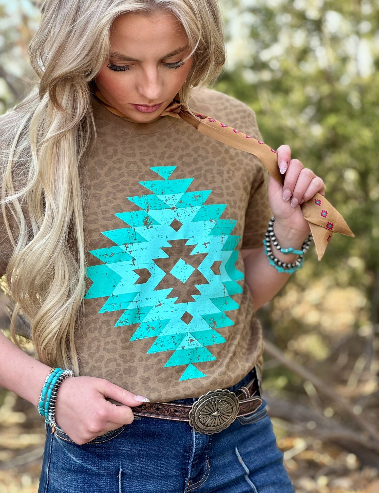 Brown Leopard Aztec Tee