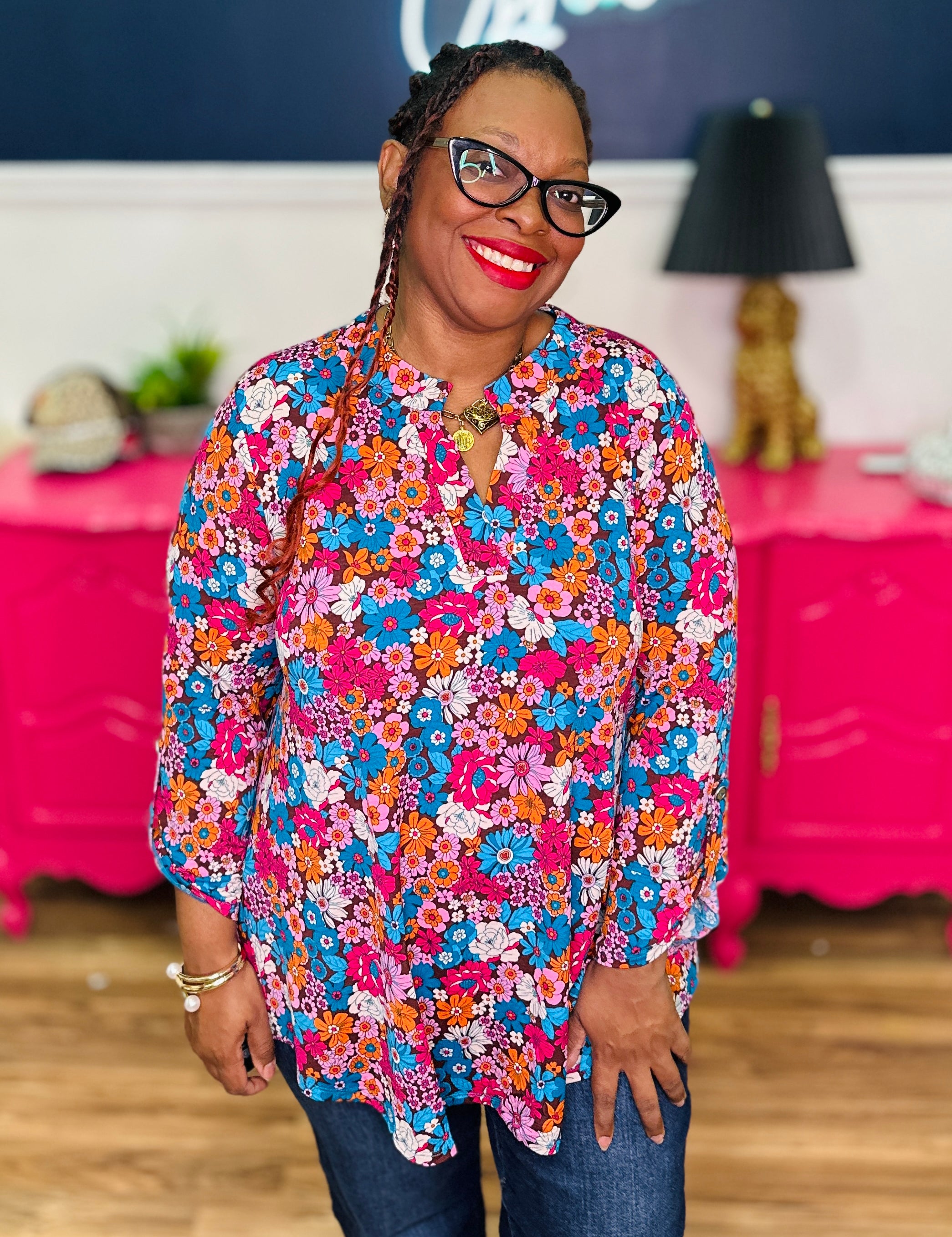 Dear Scarlett Lizzy Top In Chocolate Floral - LAST ONES FINAL SALE