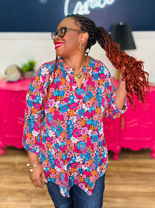 Dear Scarlett Lizzy Top In Chocolate Floral