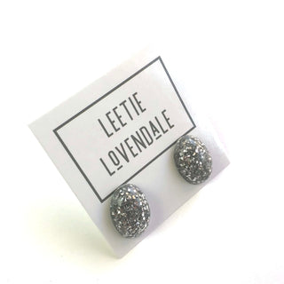 silver confetti earrings