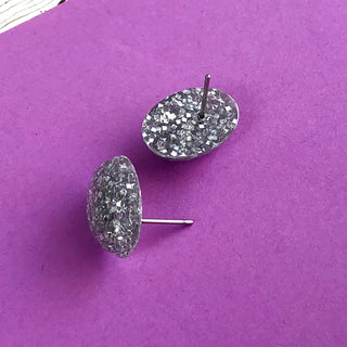 oval glitter studs