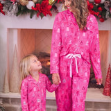 PREORDER- Pretty Pink Christmas Girls Ruffle Pajama Set