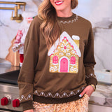 PREORDER- Foil Gingerbread House Pullover