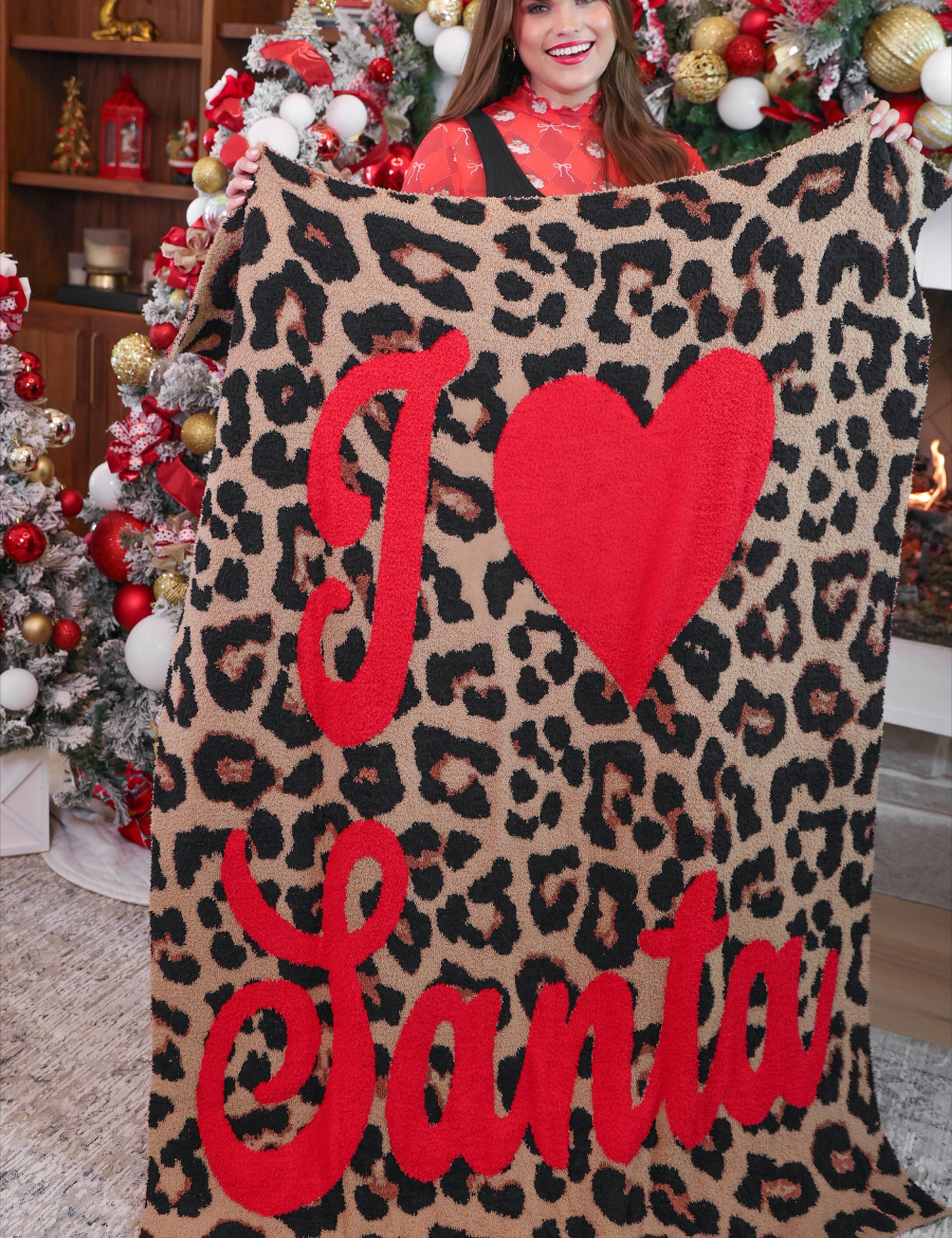 PREORDER- I Love Santa Leopard Blanket