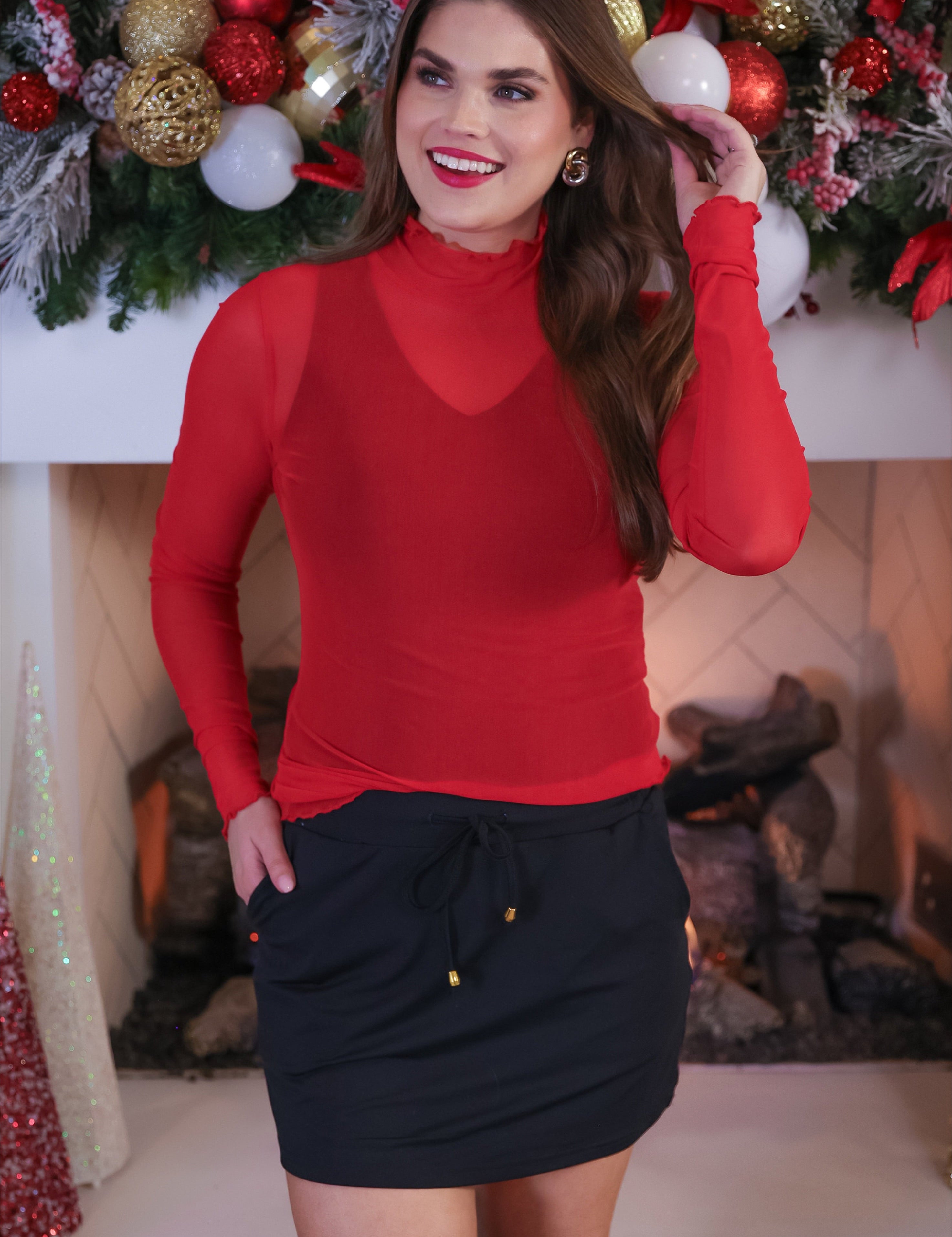 PREORDER- Keigan Mesh Top- Red
