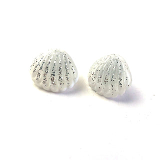 DEAL - White Oyster Shell Glitter Stud Earrings