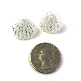 DEAL - White Oyster Shell Glitter Stud Earrings