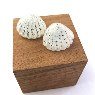 DEAL - White Oyster Shell Glitter Stud Earrings