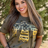 Patriotic Thunderbird Tee with Metallic Gold Puff