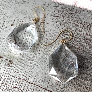 Clear Faceted Prism Teardrop Drop Earrings *  - PREORDER