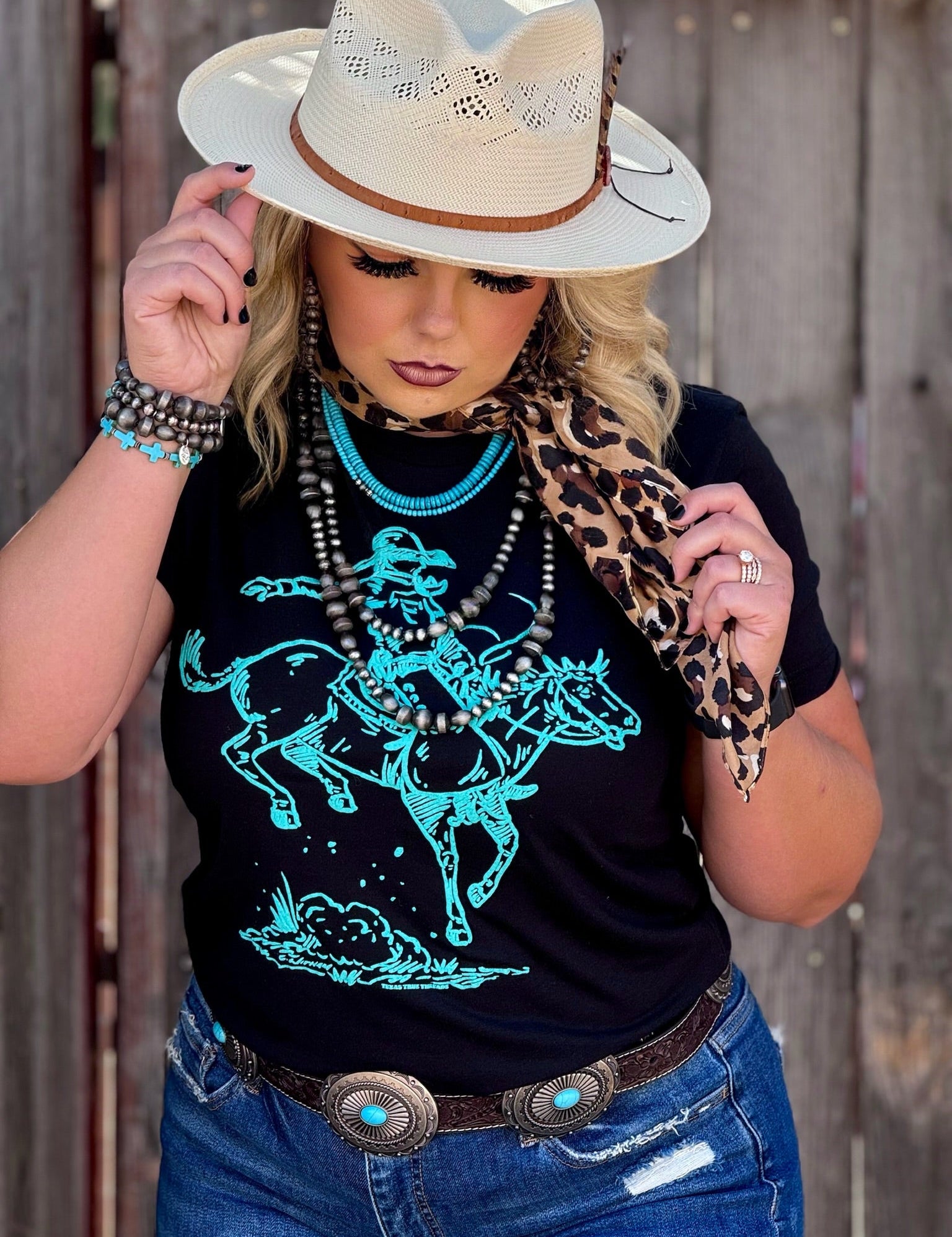 Roughrider in Turquoise Puff Tee