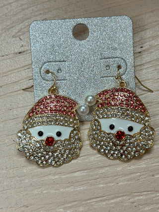 Rhinestone Santa Earrings