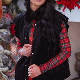 PREORDER- Velvet Quilted Vest- Black