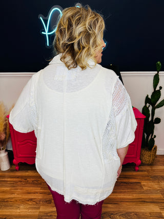 POL Short Sleeve Relaxed Fit Top - Natural