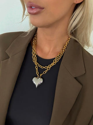 TWO TONED HEART NECKLACE - PREORDER