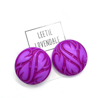 Violet Hearts Aflame Retro Button Stud Earrings  - PREORDER