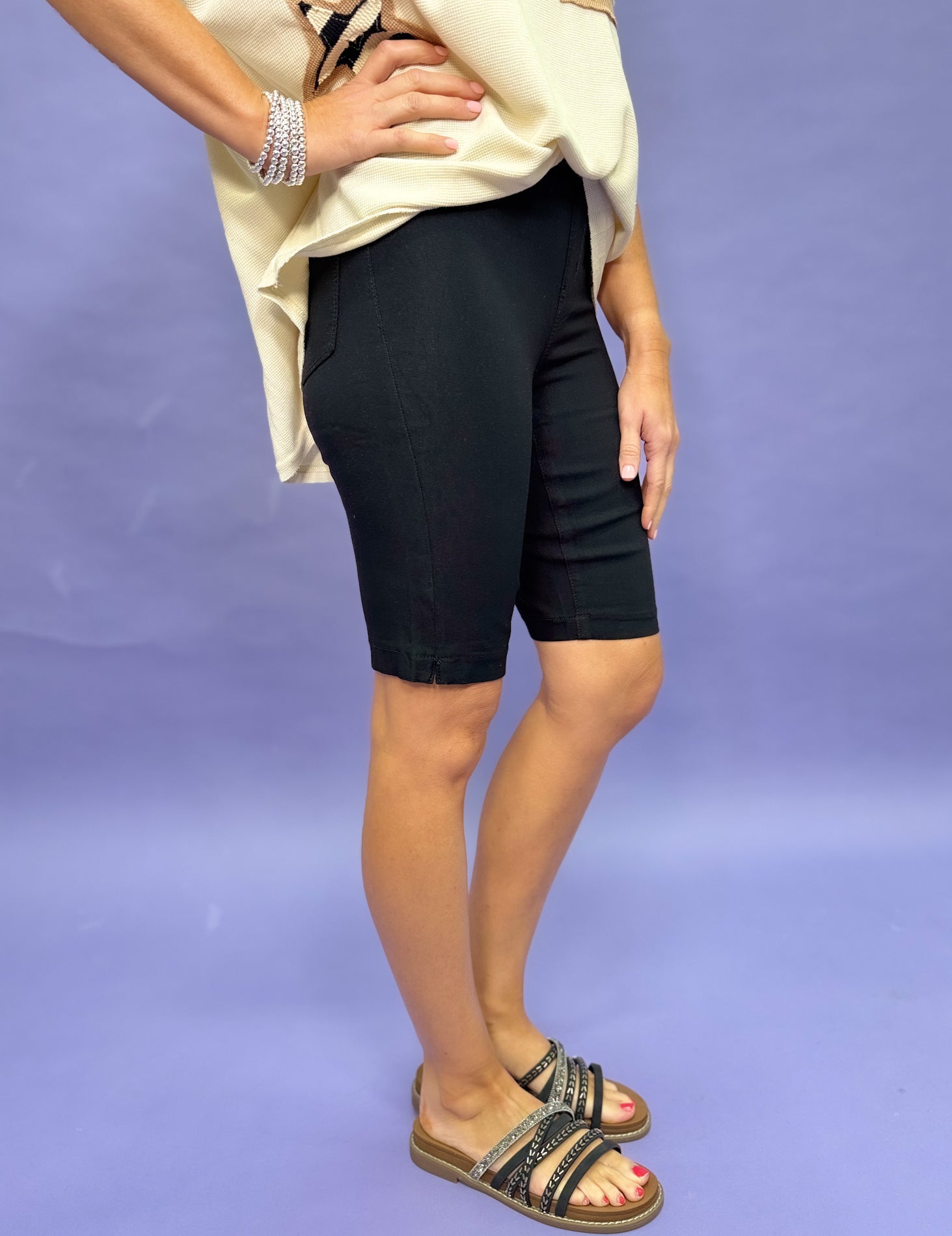 Set Your Goals Hyperstretch Pull On Bermuda Shorts - Black* LAST ONES FINAL SALE *