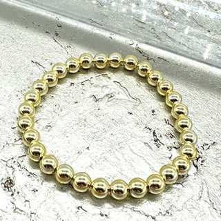 Vacuum-Plated Gold Beaded Stretch Bracelet  - 6mm  - PREORDER