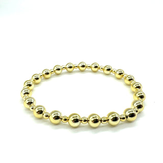 Vacuum-Plated Gold Beaded Stretch Bracelet  - Dotted Pattern 3mm & 6mm  - PREORDER