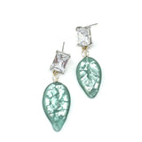 Shimmer Glass Leaf Earrings