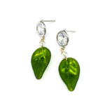 Shimmer Glass Leaf Earrings