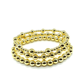 Vacuum-Plated Gold Beaded Stretch Bracelet  - Dotted Pattern 3mm & 6mm  - PREORDER