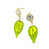 Shimmer Glass Leaf Earrings