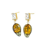 Shimmer Glass Leaf Earrings