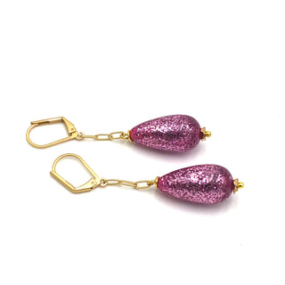 Esther Glitter Chain TearDrop Earrings  - PREORDER