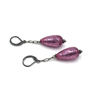 Esther Glitter Chain TearDrop Earrings  - PREORDER