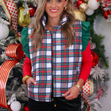 PREORDER- White Christmas Plaid Puffer Vest