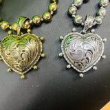ATG LIVE Bubble Edge Etched Puff Heart Pendants